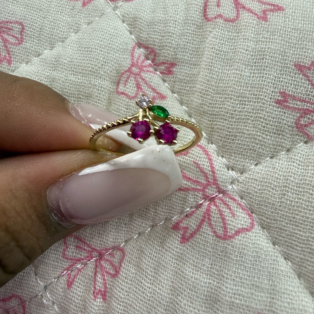 14k solid gold  cherry ring